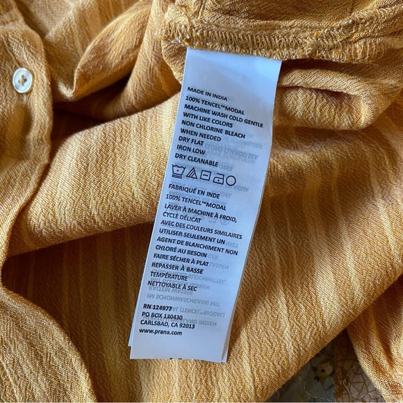 prAna Size small Deep Solstice Fernie Shirt Cover Up Stripe Button Front new! - Picture 7 of 9